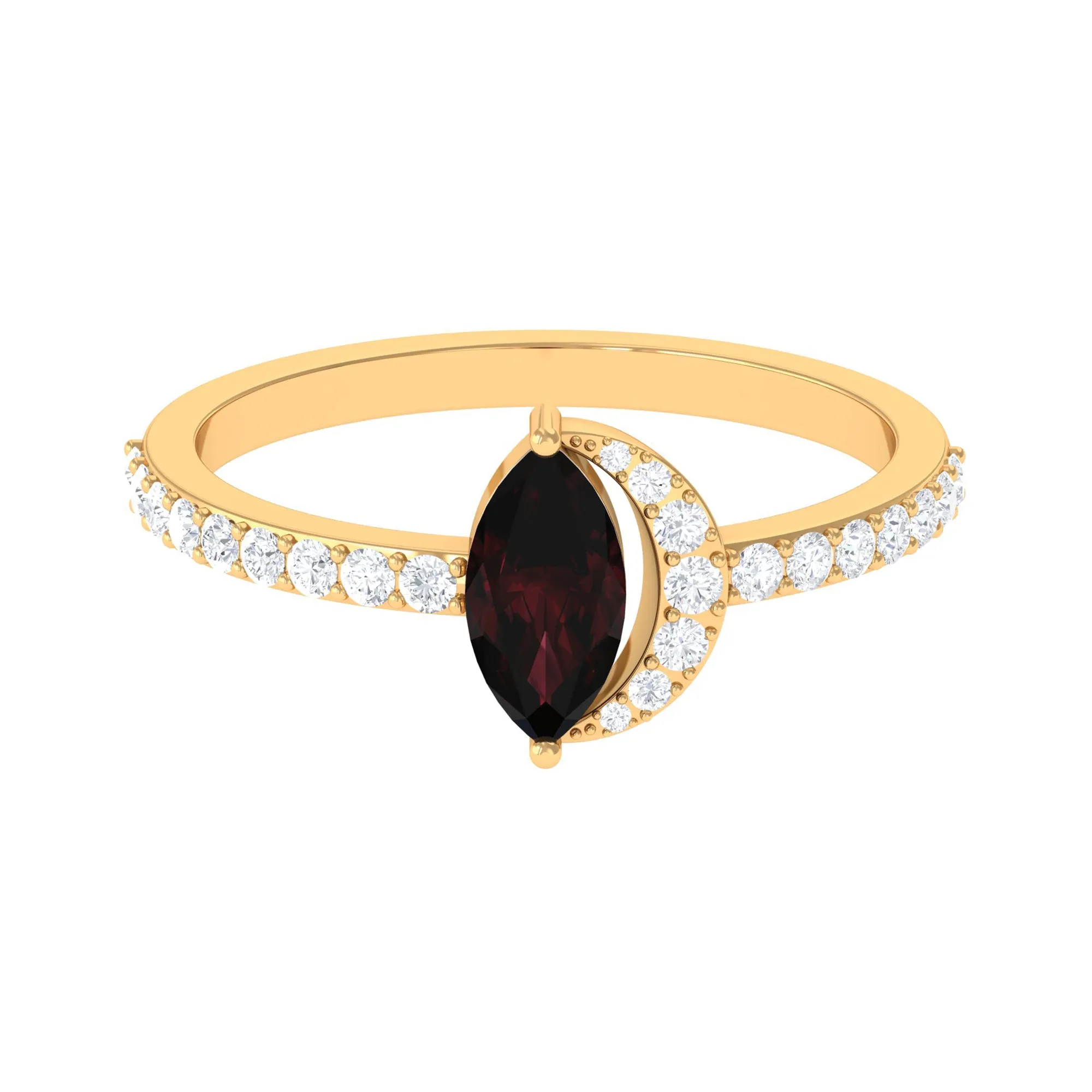1.25 Ct Marquise Garnet and Diamond Engagement Ring