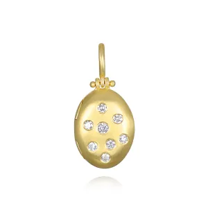 18 Karat Gold Diamond Small Oval Locket