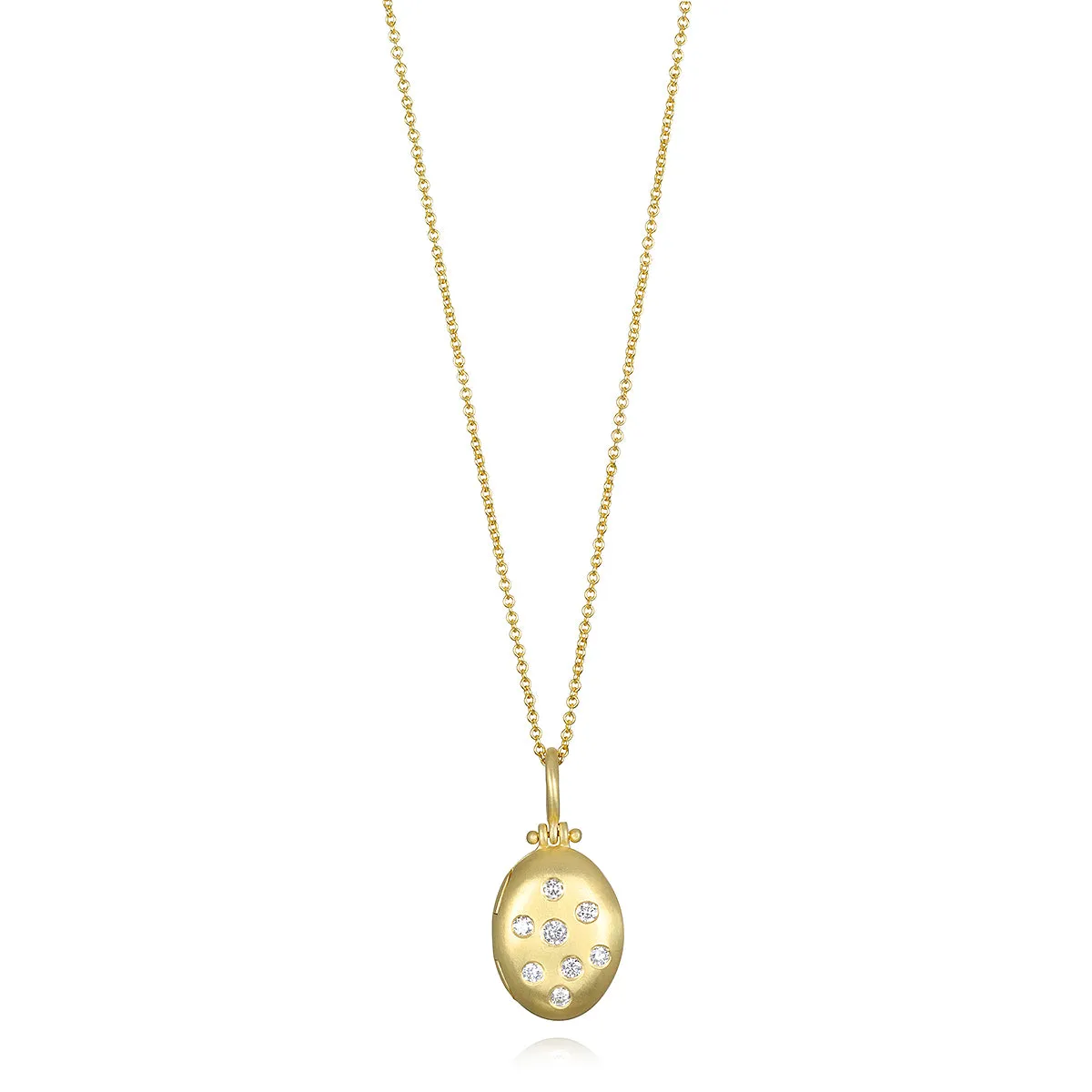 18 Karat Gold Diamond Small Oval Locket