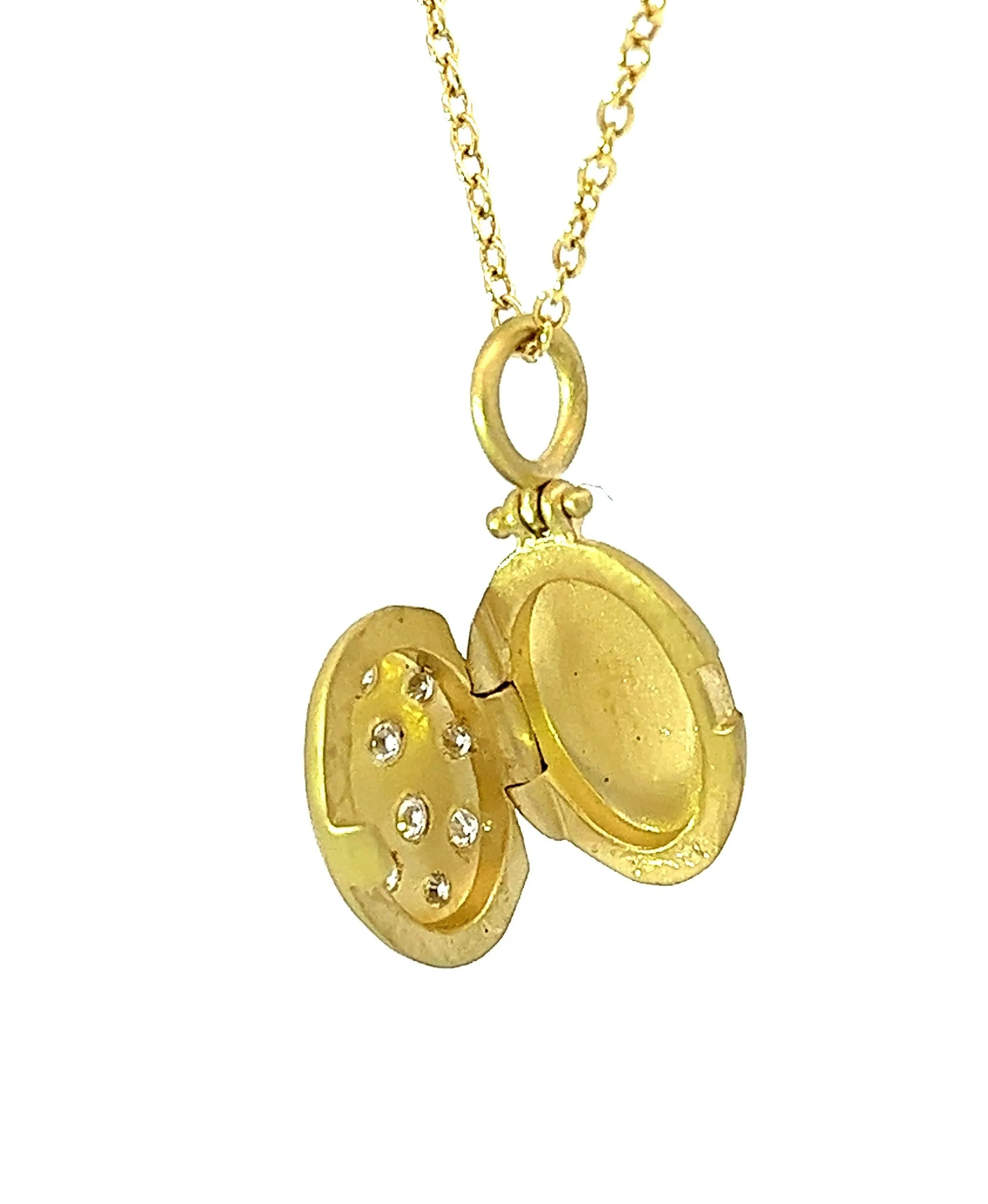 18 Karat Gold Diamond Small Oval Locket