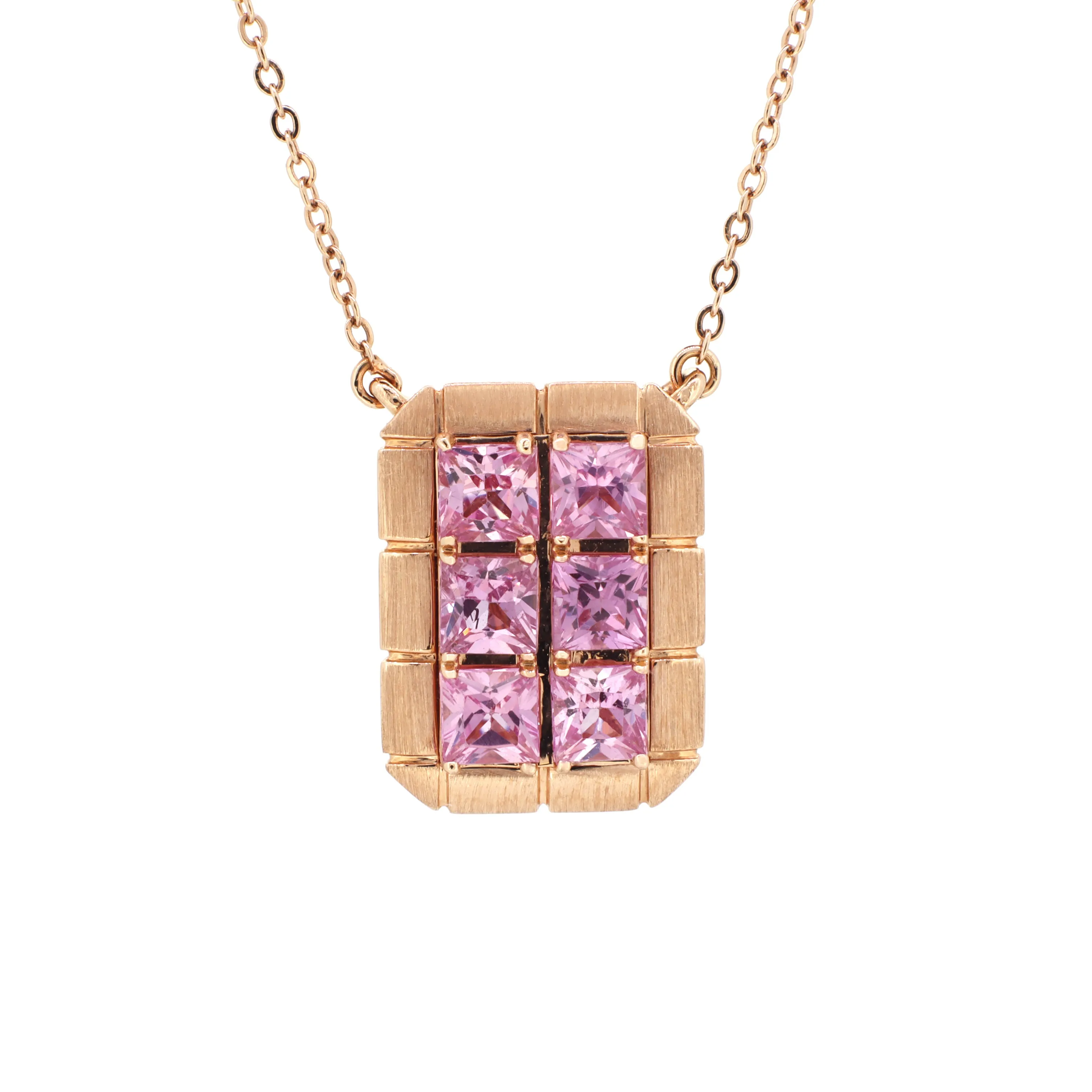 18K Rose Gold Pink Sapphire Necklace | 18K 玫瑰金粉紅宝石项链