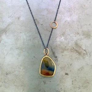 18K Yellow Gold Sterling Silver Sapphire Necklace