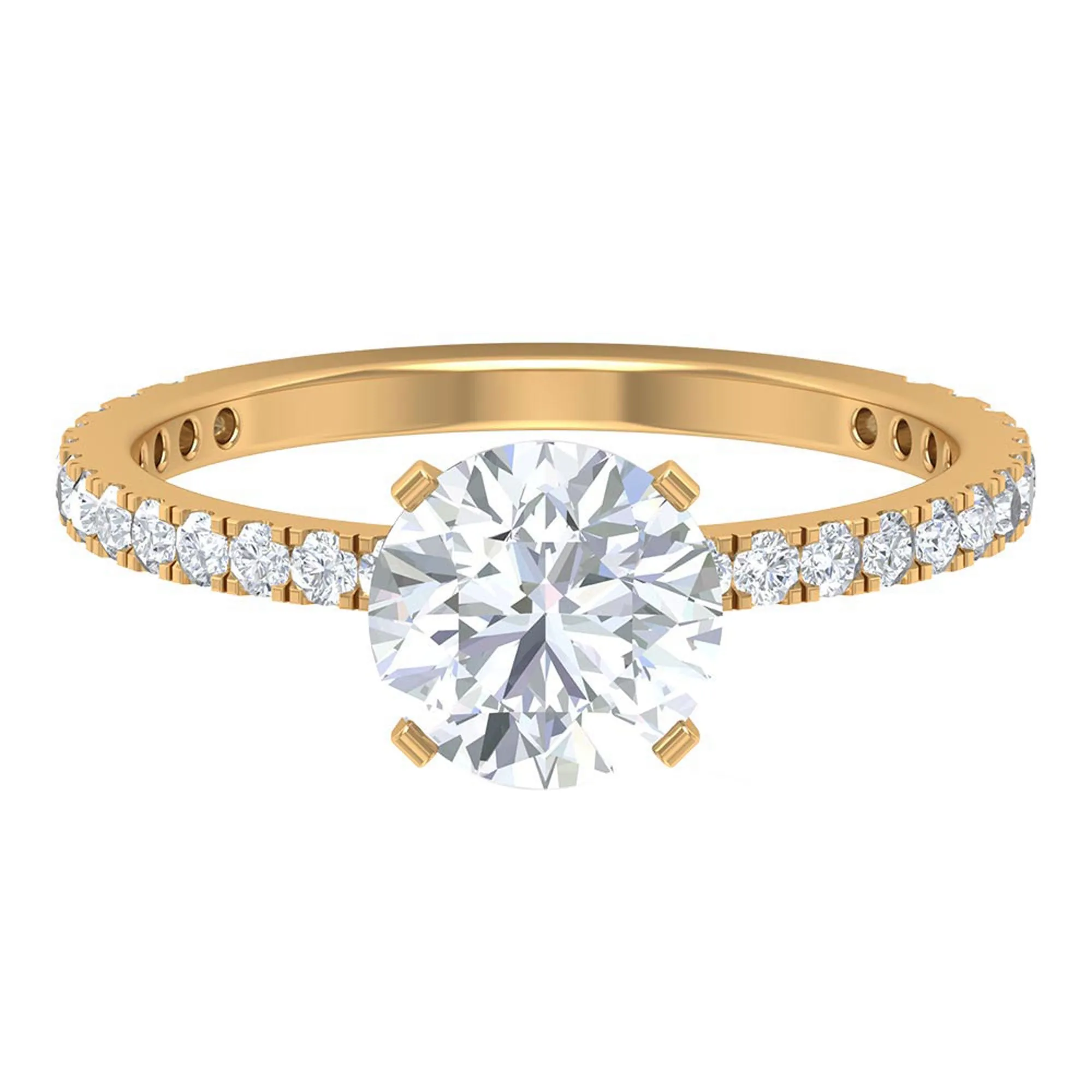 2.75 CT Zircon Solitaire Engagement Ring with Side Stones