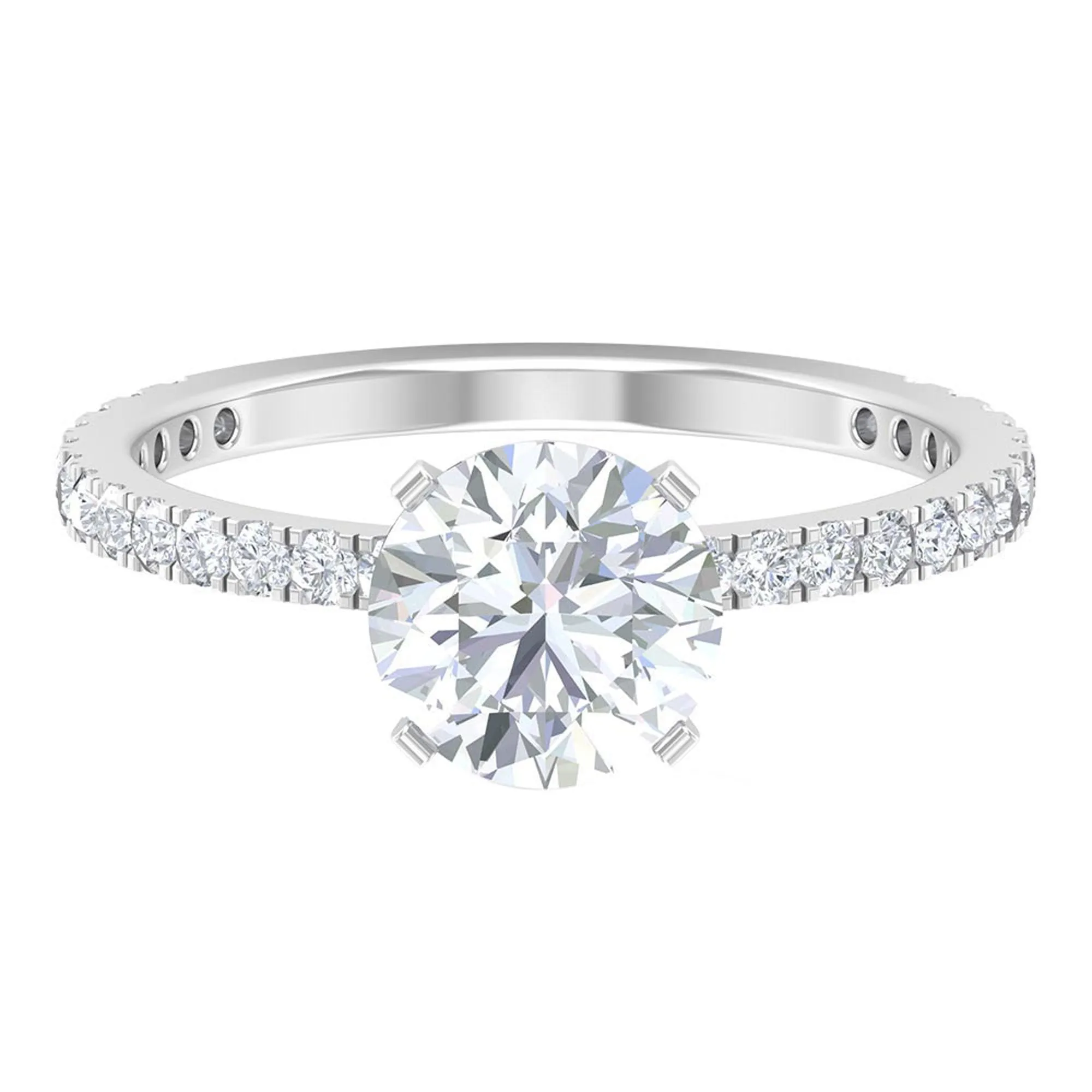 2.75 CT Zircon Solitaire Engagement Ring with Side Stones