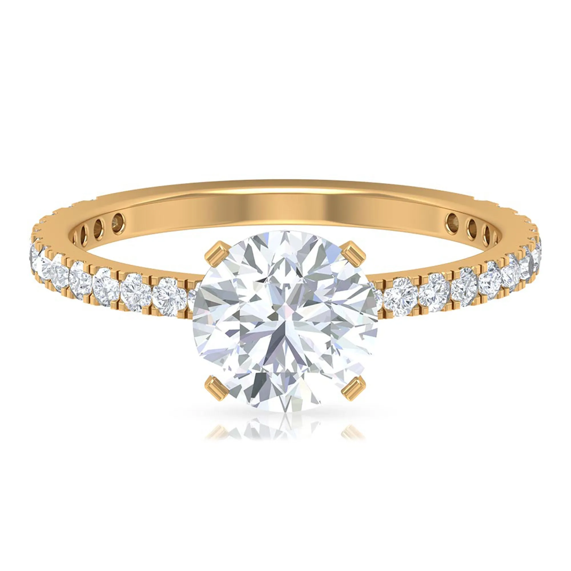 2.75 CT Zircon Solitaire Engagement Ring with Side Stones