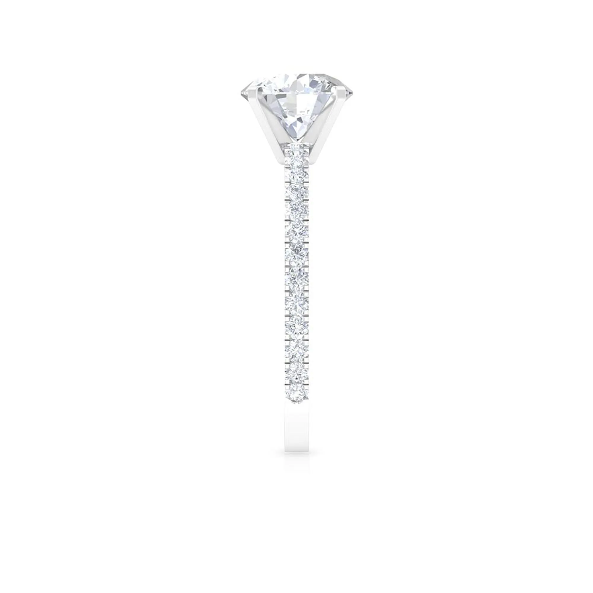 2.75 CT Zircon Solitaire Engagement Ring with Side Stones