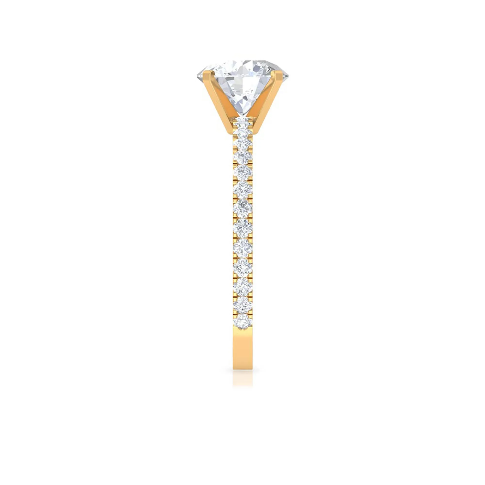 2.75 CT Zircon Solitaire Engagement Ring with Side Stones