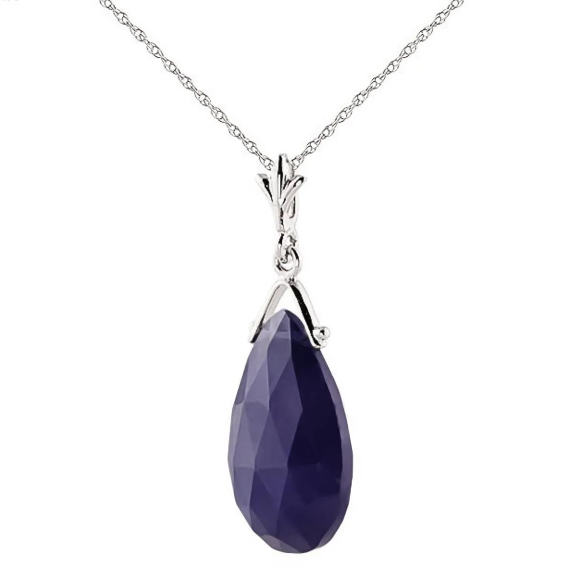 7.8 Carat 14K Solid White Gold Necklace Briolette Sapphire