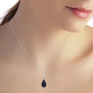 8.88 Carat 14K Solid White Gold Necklace Briolette Drop Sapphire