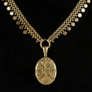 Antique Victorian 18Ct Solid Gold Locket And Collar Circa 1880