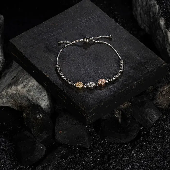 Beaded Multicolour CZ Silver Bracelet