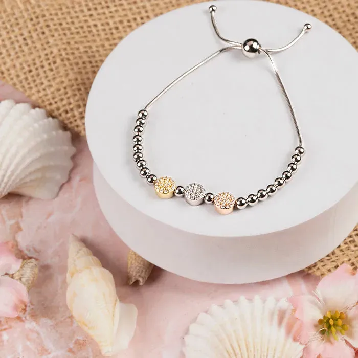 Beaded Multicolour CZ Silver Bracelet