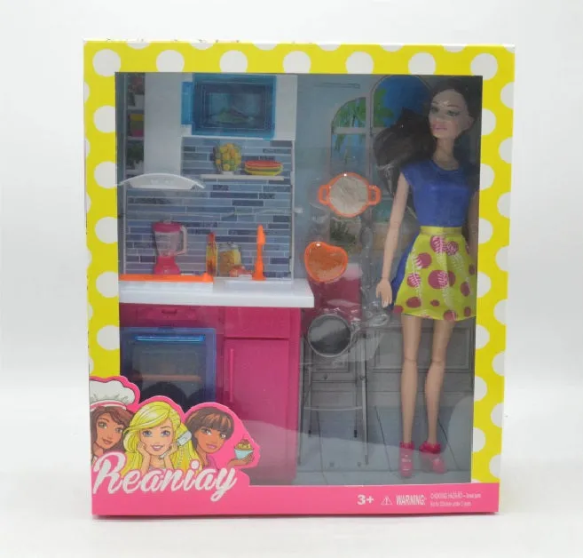 Beautiful Doll with Kitchen Accessories
