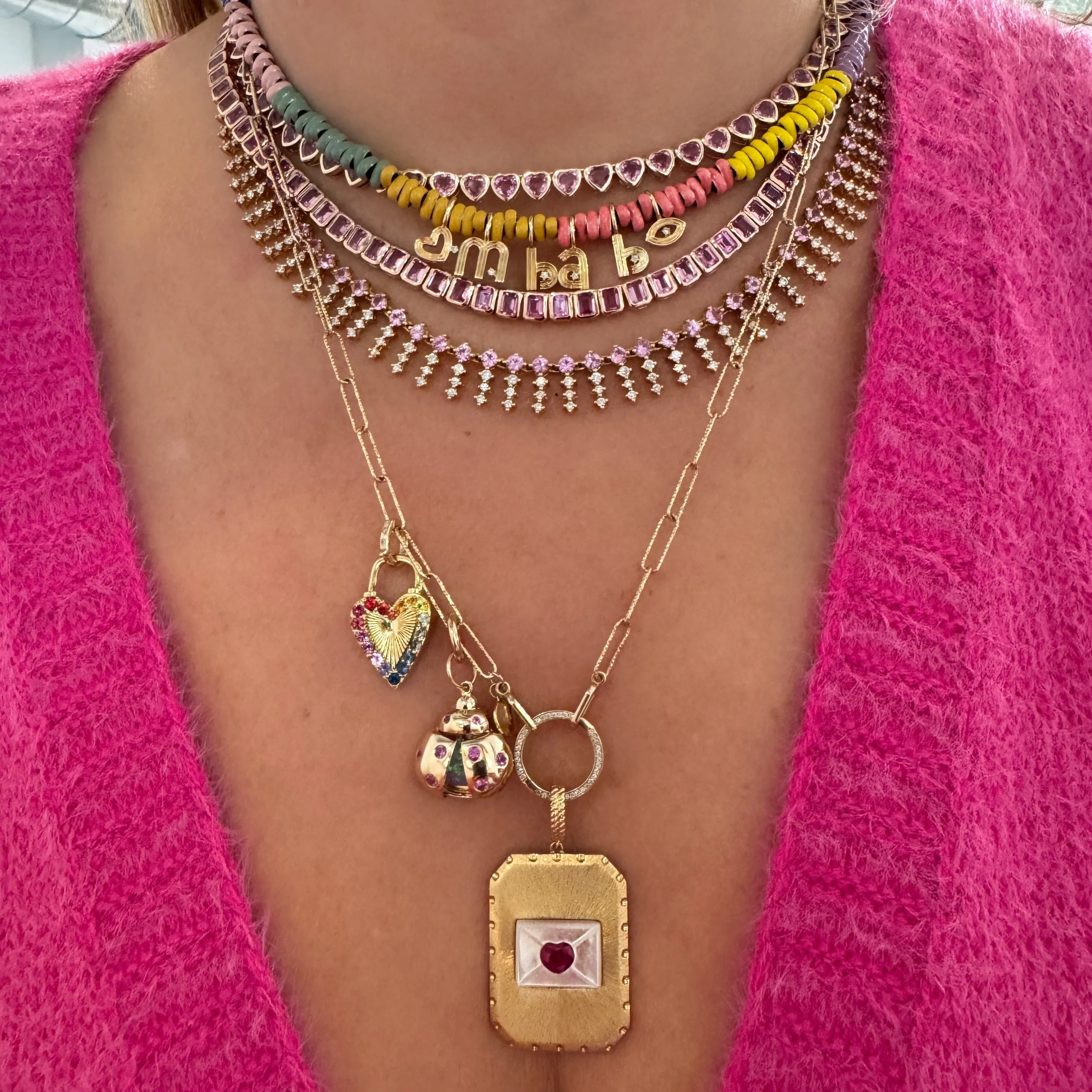 Delicate Pink Sapphire & Diamond Dangle Necklace