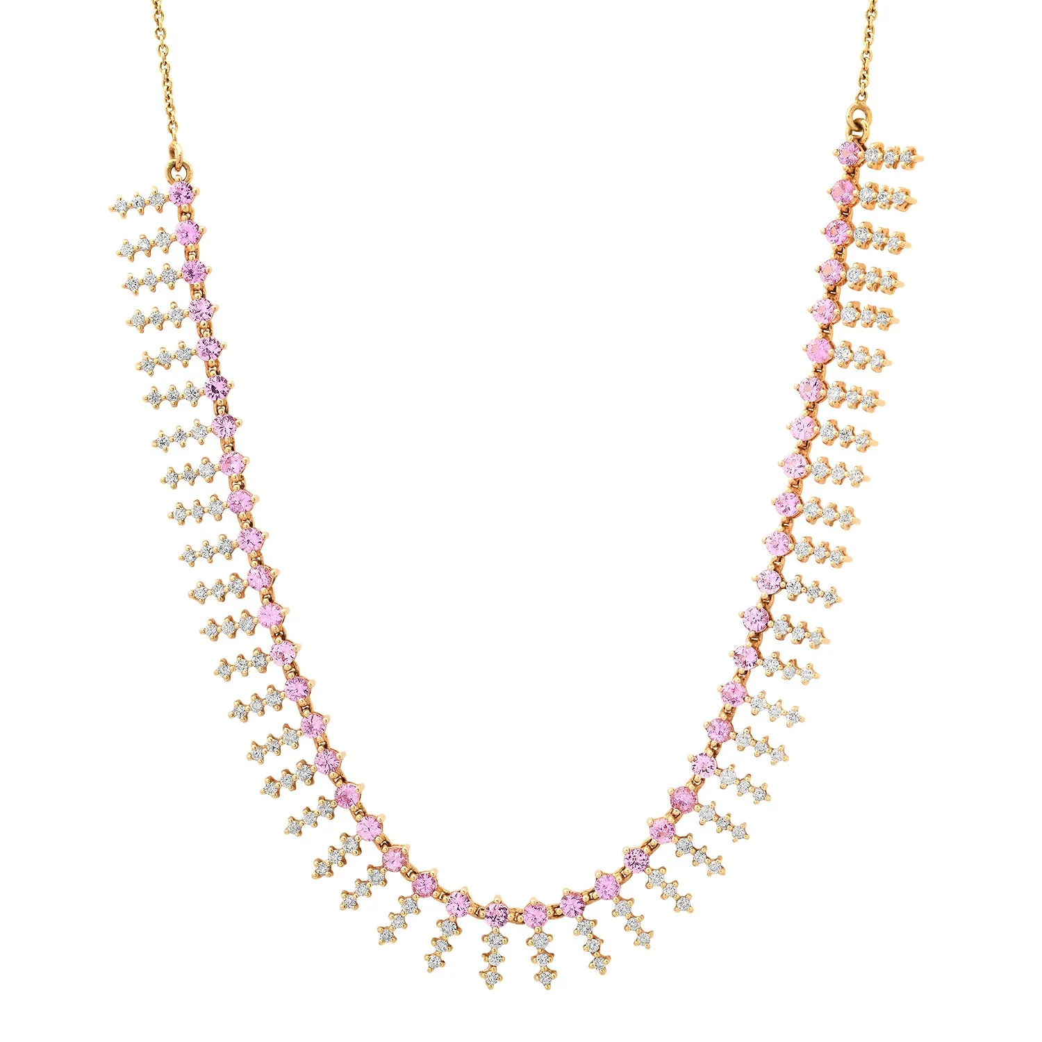 Delicate Pink Sapphire & Diamond Dangle Necklace
