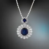 E.H. Collection 1.66 cttw Sapphire and Diamond Pendant With Chain  13079
