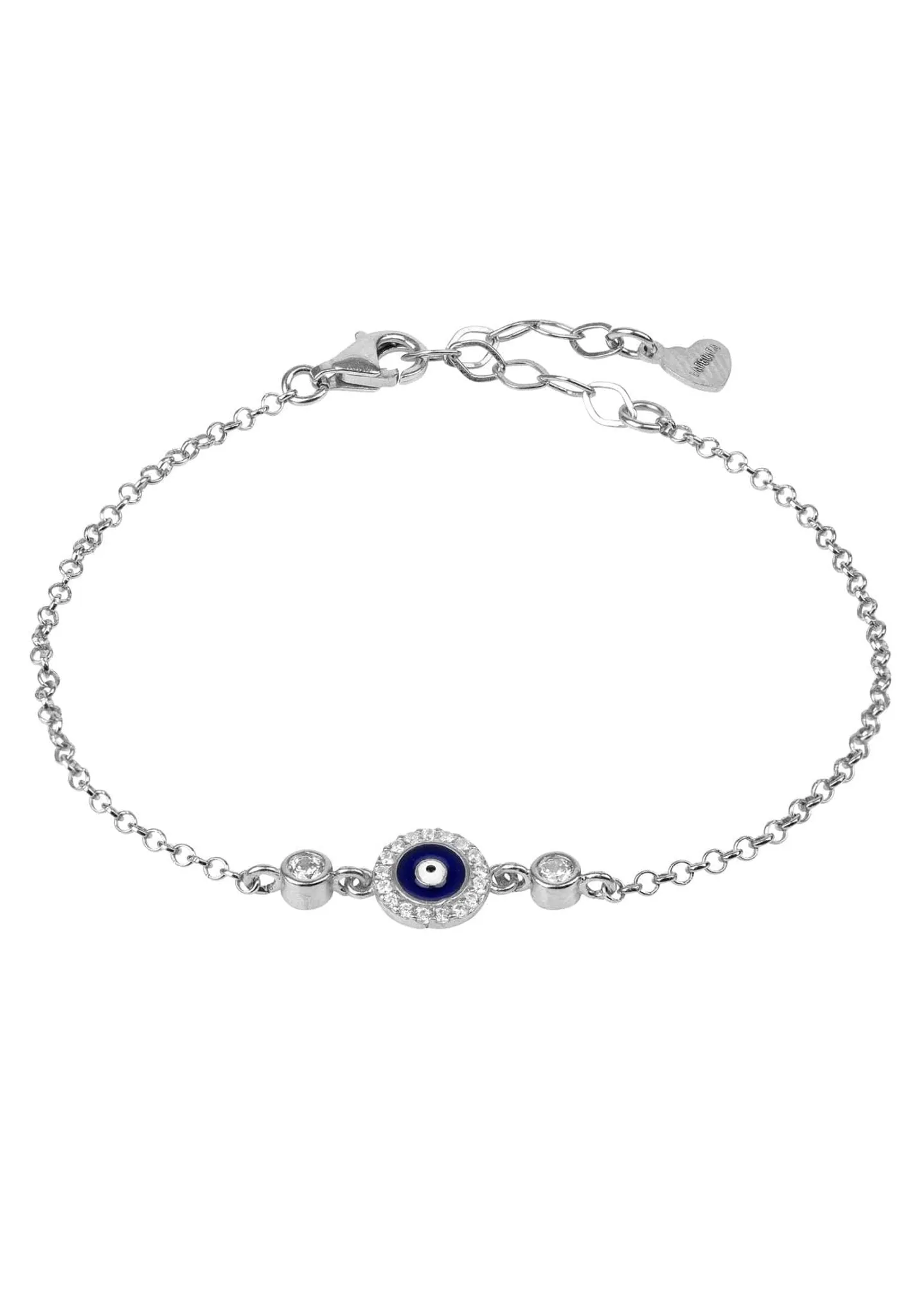 Evil Eye Enamel Dark Blue Bracelet Silver