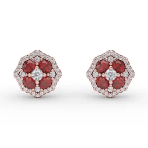 Fana Striking Ruby and Diamond Stud Earrings