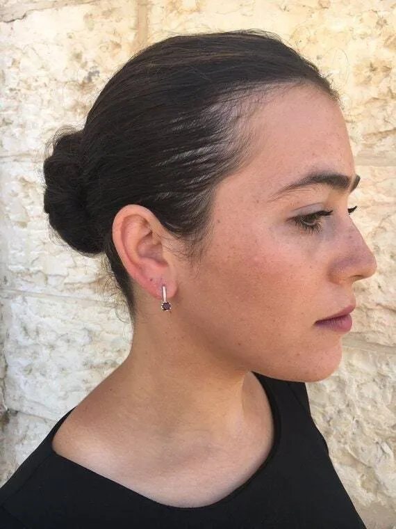 Genuine Garnet Earrings - Dainty Red Earrings - Vintage Drop Earrings