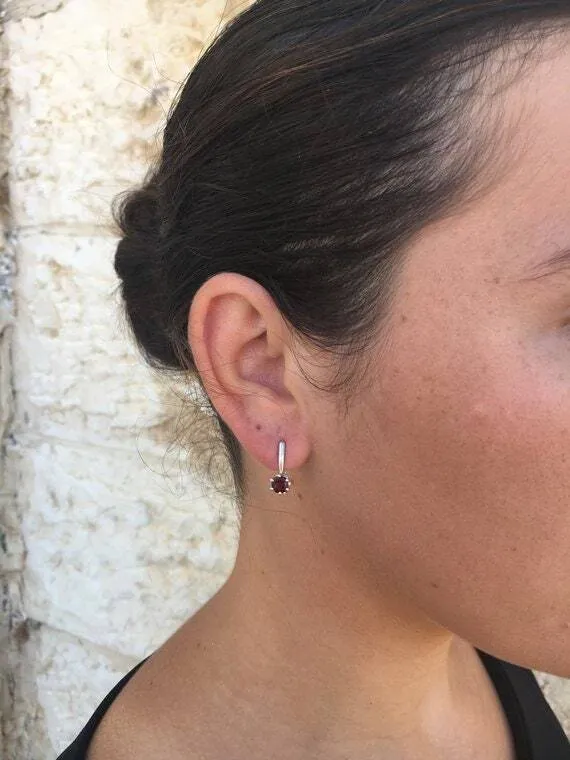 Genuine Garnet Earrings - Dainty Red Earrings - Vintage Drop Earrings