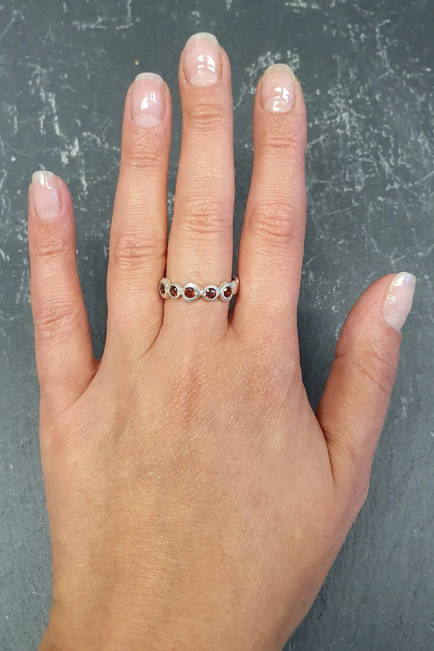 Genuine Garnet Ring - Garnet Bubble Band - Vintage Eternity Ring