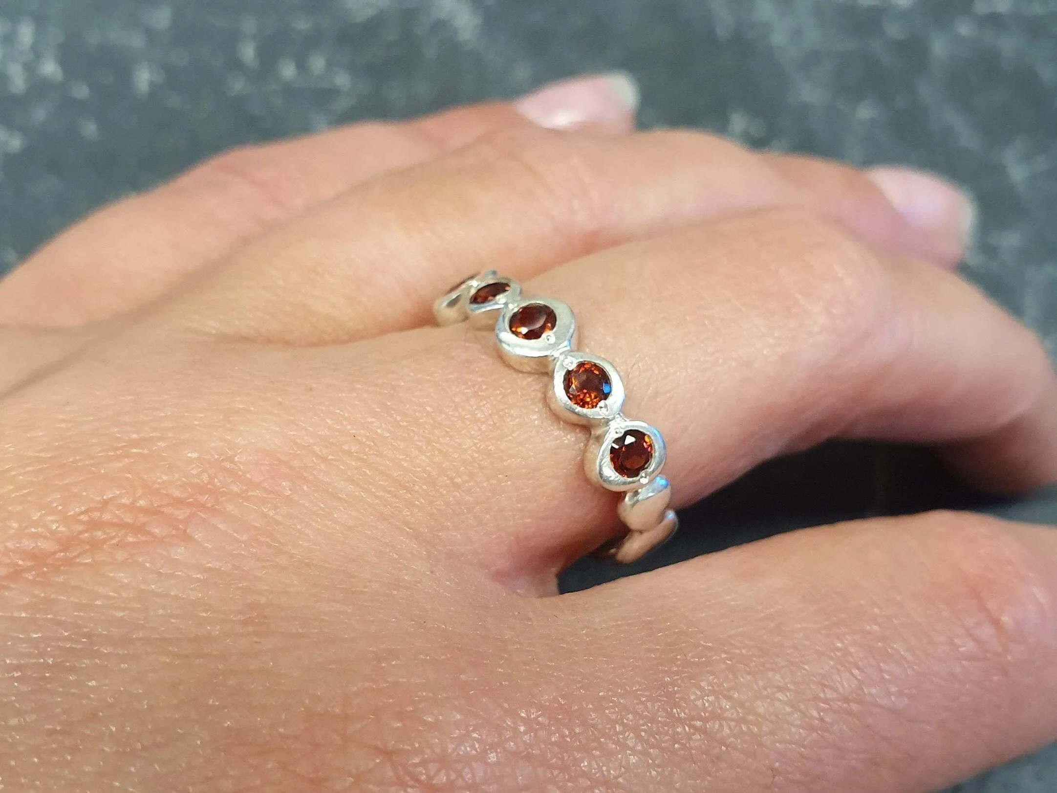 Genuine Garnet Ring - Garnet Bubble Band - Vintage Eternity Ring