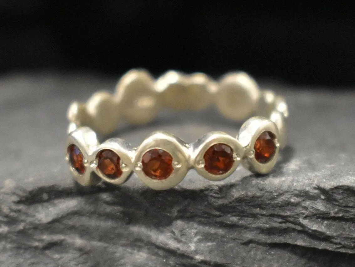 Genuine Garnet Ring - Garnet Bubble Band - Vintage Eternity Ring