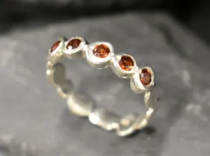 Genuine Garnet Ring - Garnet Bubble Band - Vintage Eternity Ring