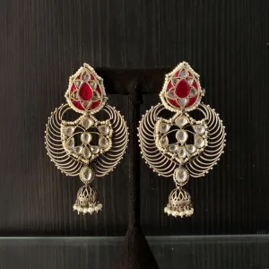 Intricate Chandbalis With Pink Stones