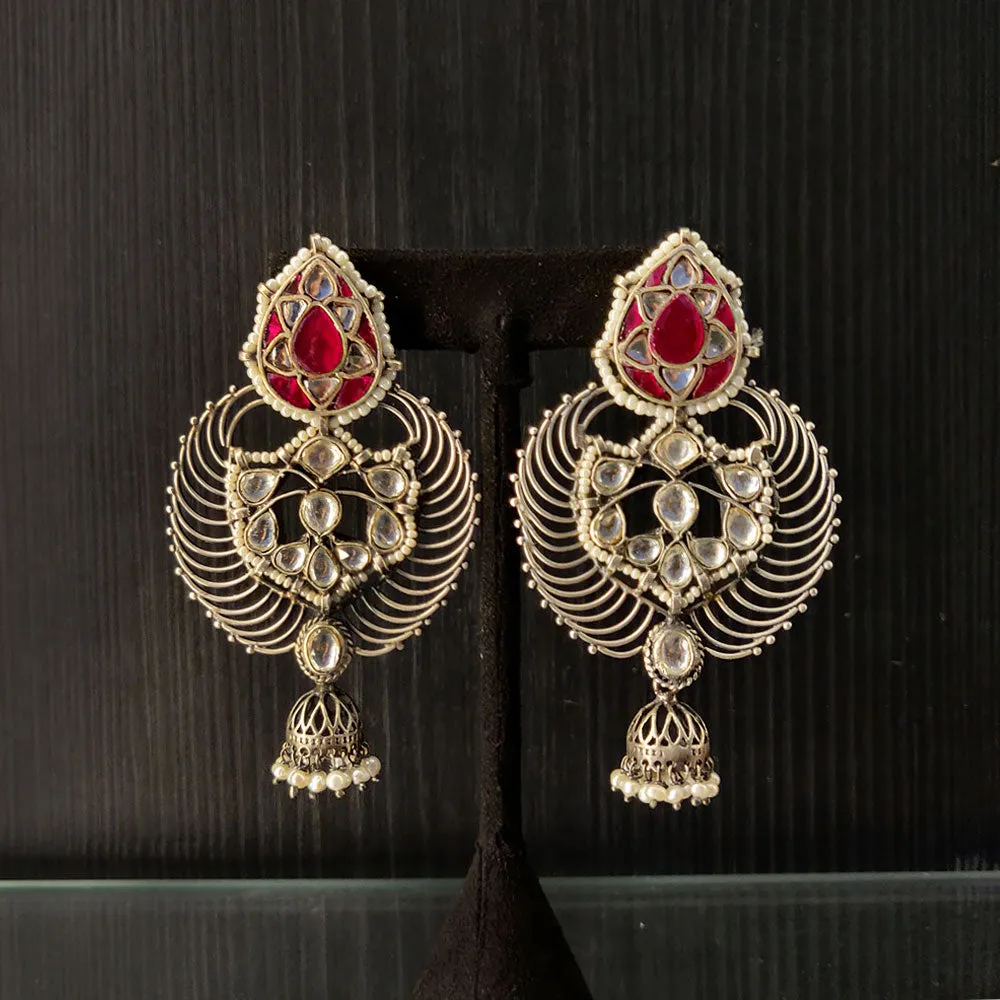 Intricate Chandbalis With Pink Stones