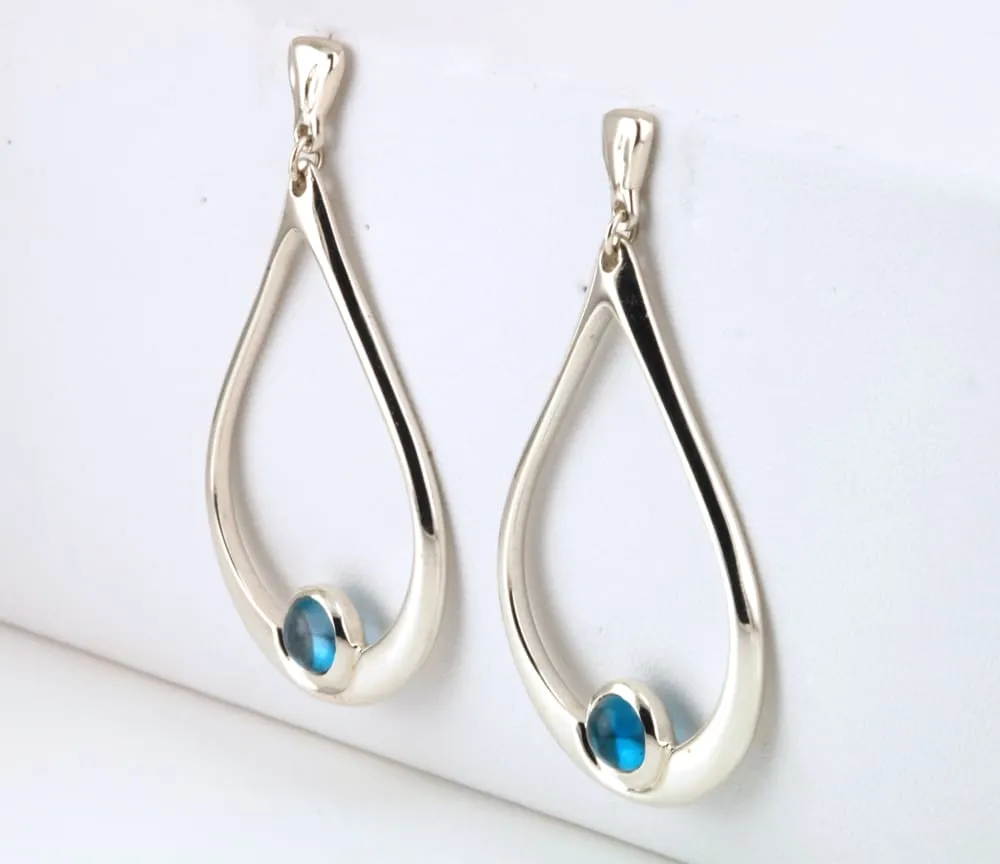 Large Teardrop Earrings: Blue Topaz Drop Earrings In Sterling Silver