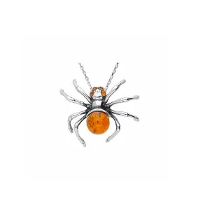 MILENA Necklace Oxidised Silver and Amber Spider