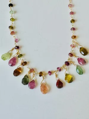 Multi-Color Tourmaline Necklace with Briolettes
