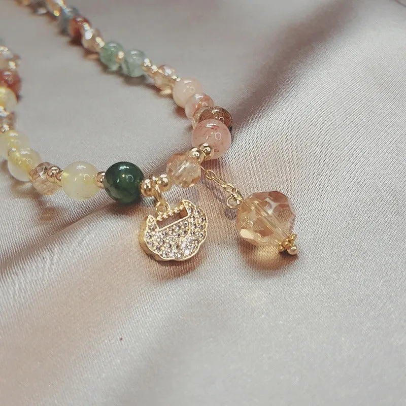 Natural Stone Charm Multi-bead Wrap Bracelets