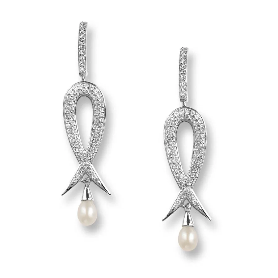 Nicole Barr Loop Pearl White Topaz Earrings