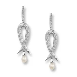 Nicole Barr Loop Pearl White Topaz Earrings