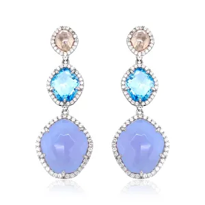 PANORAMA Earrings (1260) - Blue Topaz, Blue Chalcedony / SS
