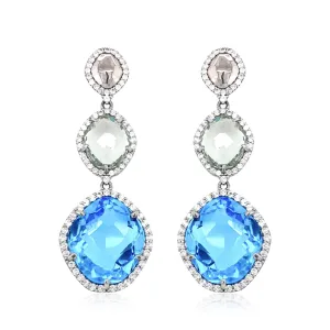 PANORAMA Earrings (1260) - Blue Topaz, Prasiolite / SS