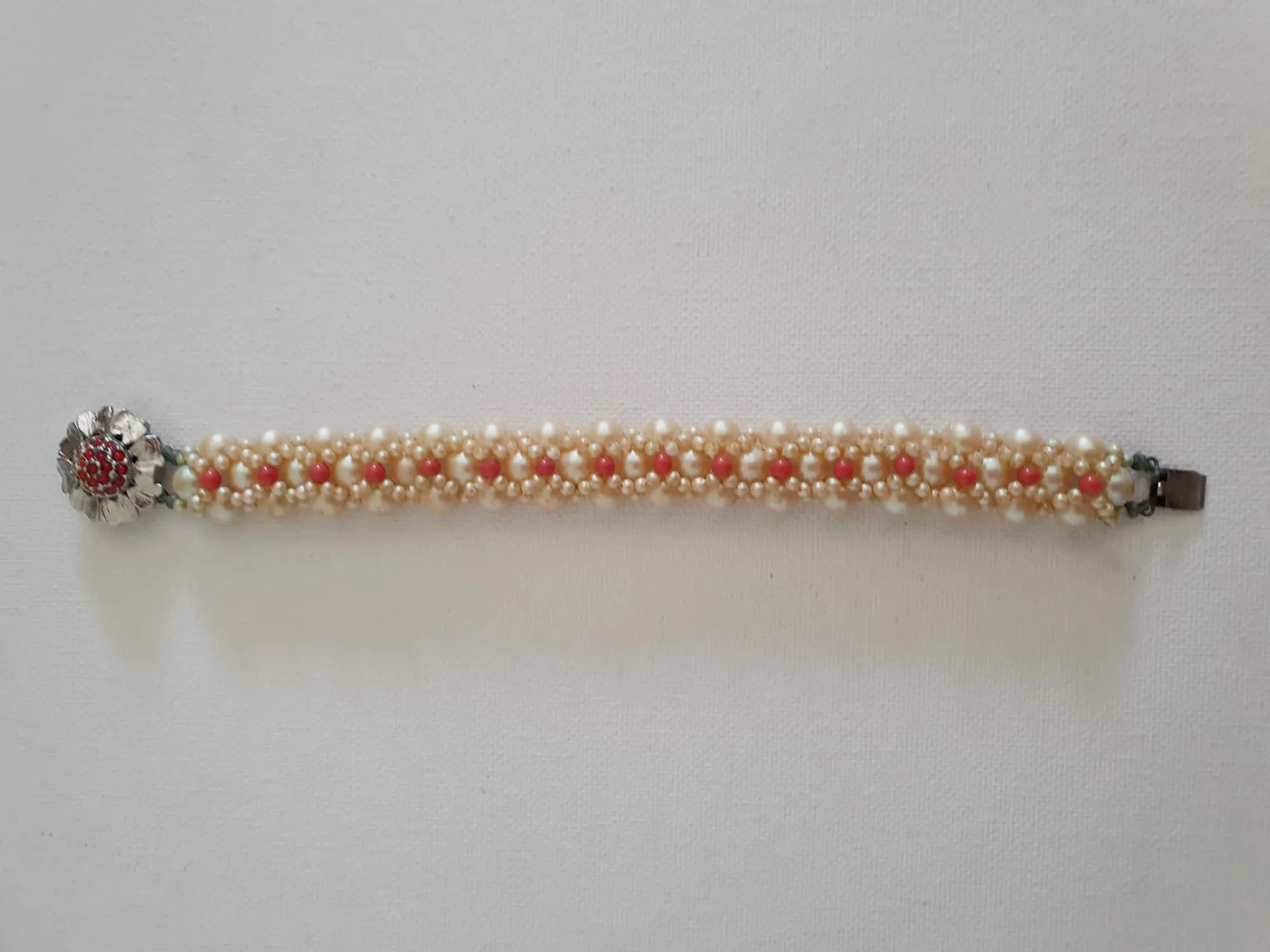 Pearl & Coral Choker and Bracelet Set