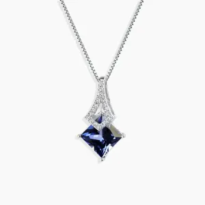 Princess Cut Sapphire Necklace in 925 Silver - Irosk®
