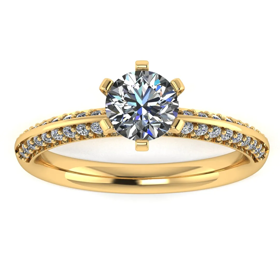 "Grace" Round Brilliant Cut Diamond Double Row Diamond Pave Engagement Ring DSRB40
