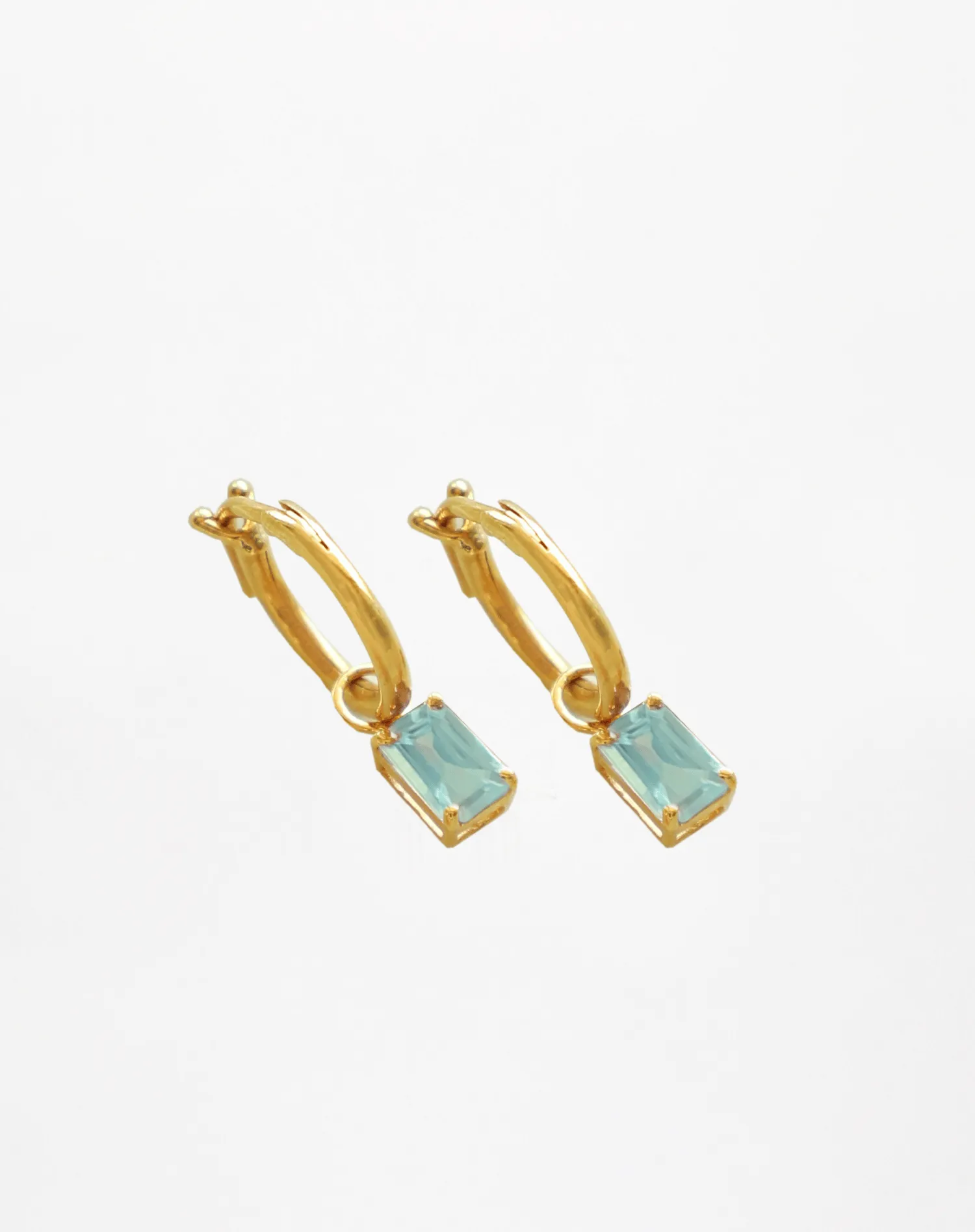 Rectangular Blue Topaz Dangling Hoops Set
