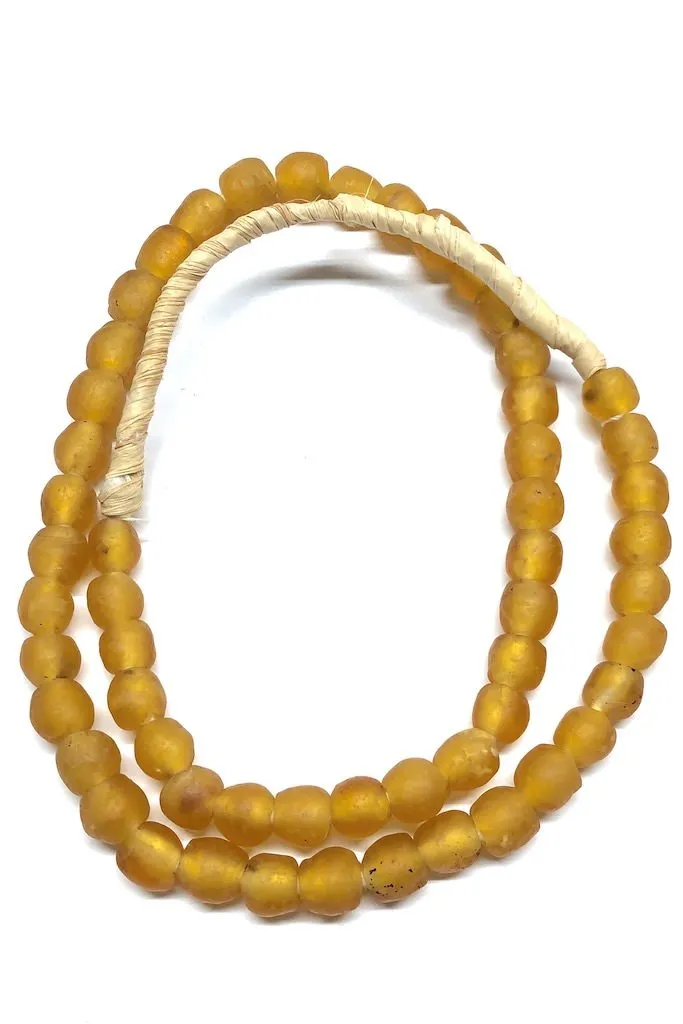 Recycled Glass Beads - Amber Yellow