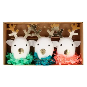 Reindeer Christmas Surprise Balls 3pk