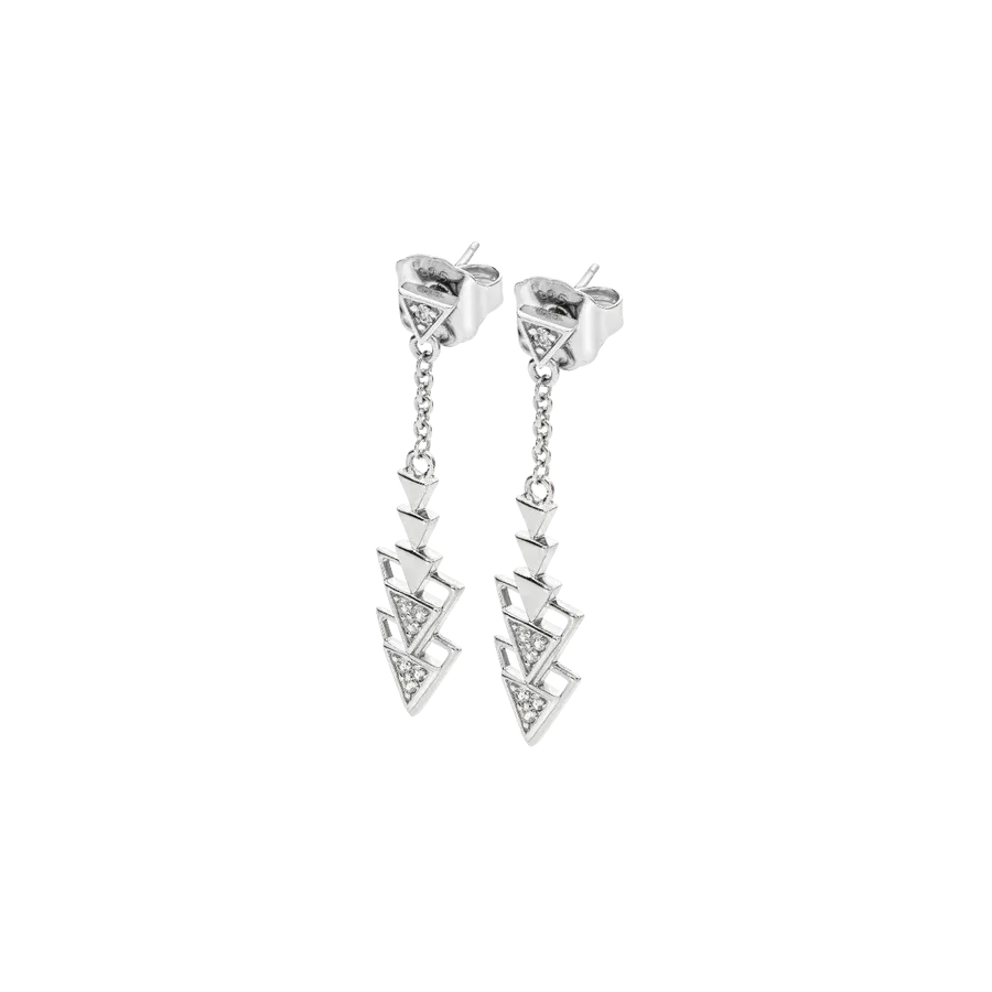Silver Art Deco Triangle Drop Earrings