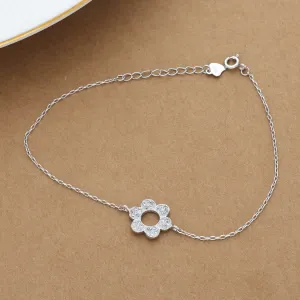Simple Floral Silver Bracelet