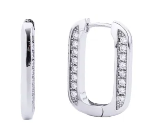 SJE310519 14K Dipped CZ Paved Rectangle Hoop Earrings