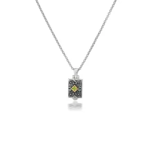 Small Rectangle Locket with Peridot
