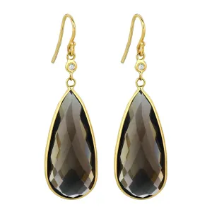 Smokey Topaz Pear Shape Earrings