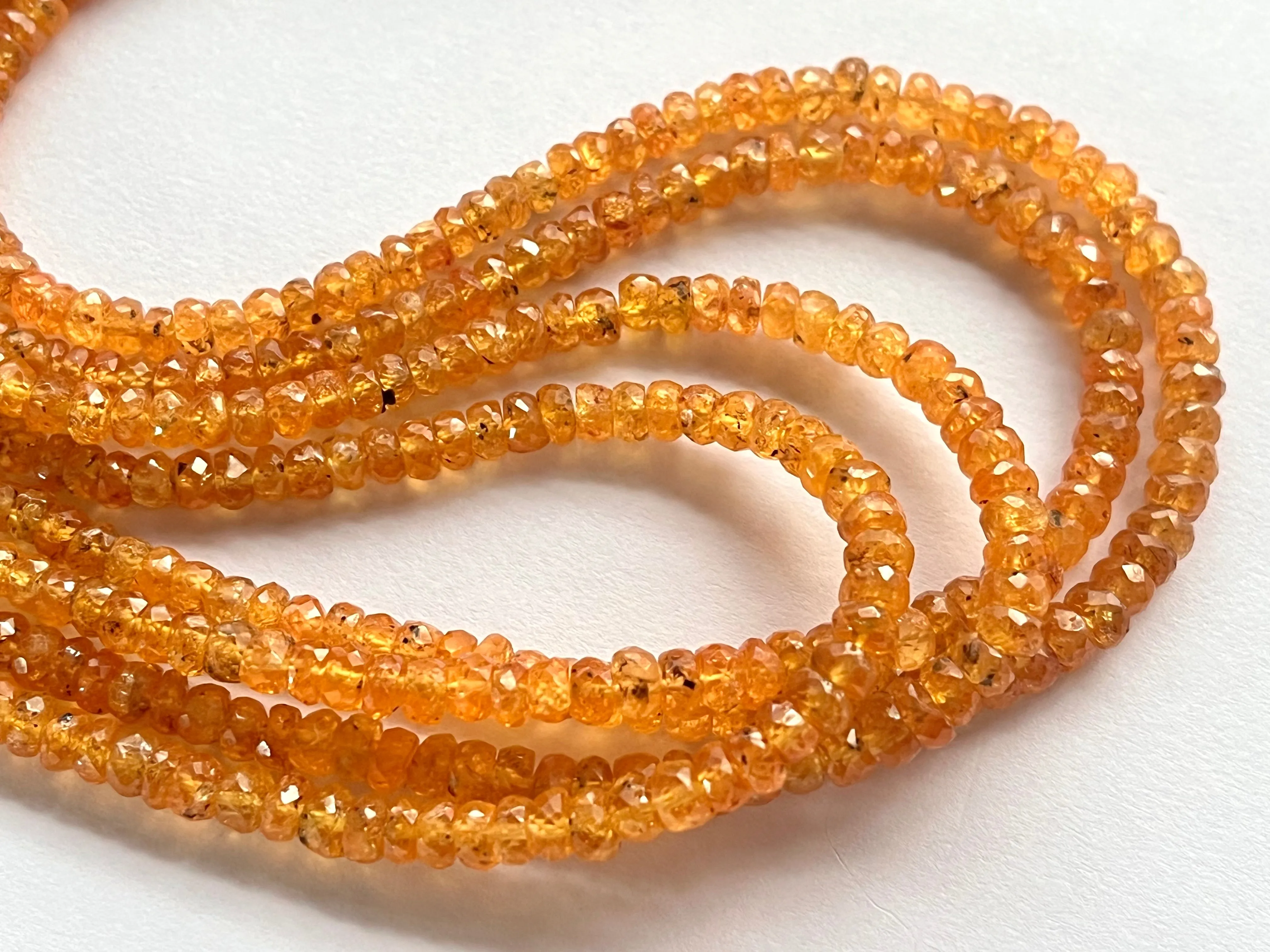 Spessartine Garnet Faceted Rondelle Beads